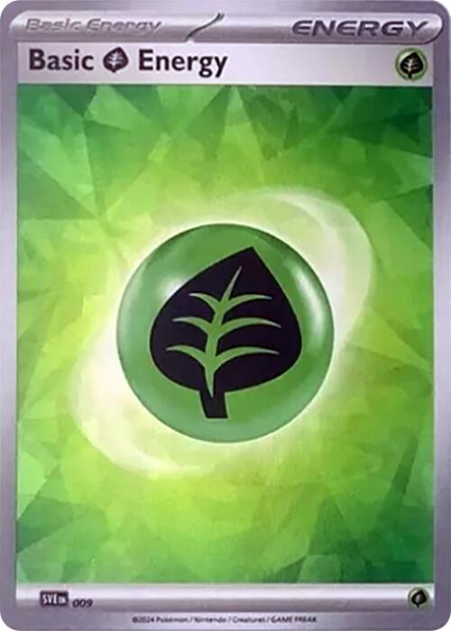 Basic Grass Energy (009) (Cracked Ice Holo) [Scarlet & Violet: Stellar Crown] | Good Games Adelaide SA
