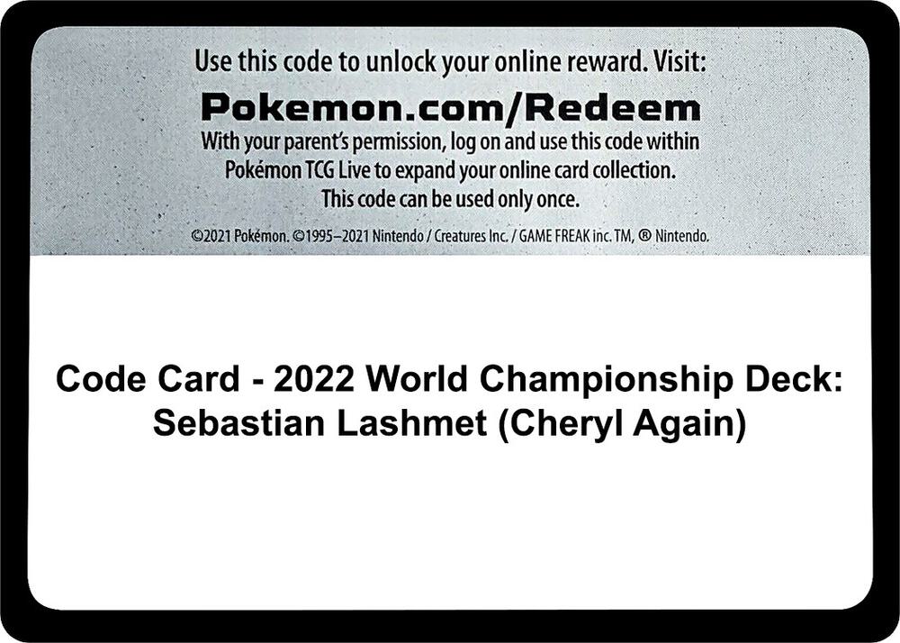 Code Card 2022 World Championship Deck Sebastian Lashmet Cheryl Again  (World Championship Decks)  | Good Games Adelaide SA