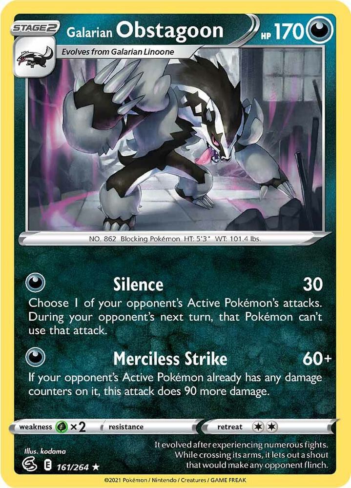 Galarian Obstagoon 161/264 (SWSH08: Fusion Strike)  - Holofoil | Good Games Adelaide SA