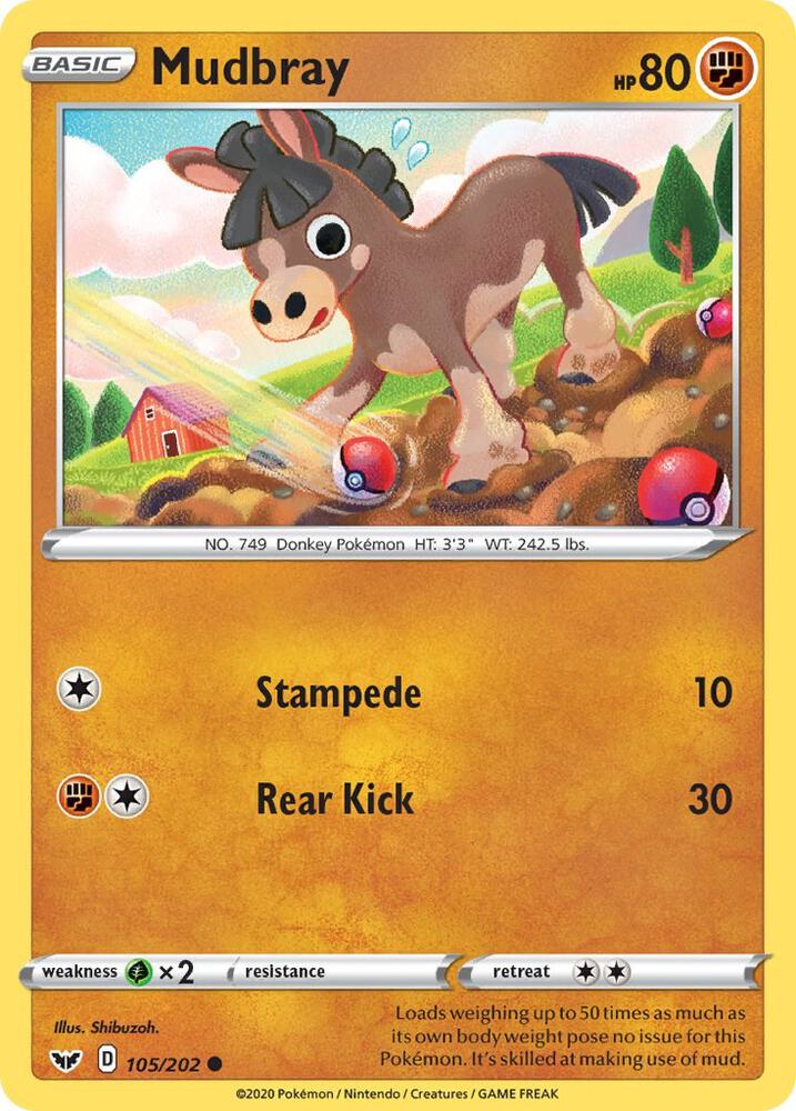 Mudbray 105/202 (SWSH01: Sword & Shield Base Set)  - Reverse Holofoil | Good Games Adelaide SA
