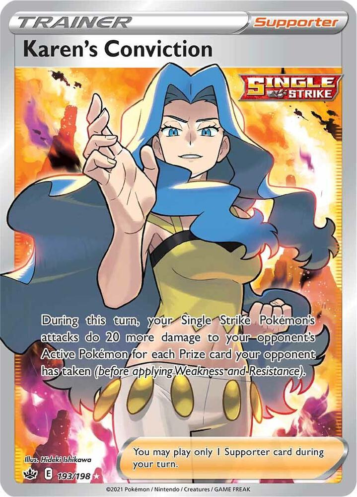 Karens Conviction Full Art 193/198 (SWSH06: Chilling Reign)  - Holofoil | Good Games Adelaide SA