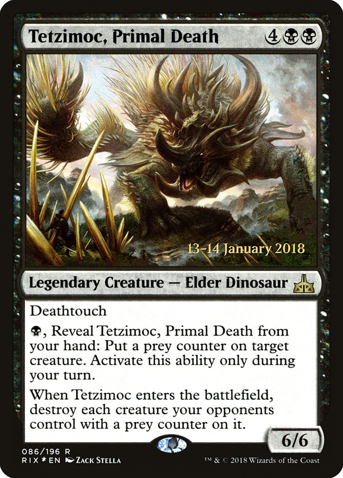 Tetzimoc, Primal Death [Rivals of Ixalan Prerelease Promos] | Good Games Adelaide SA