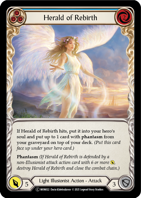 Herald of Rebirth (Blue) [U-MON022-RF] Unlimited Rainbow Foil | Good Games Adelaide SA
