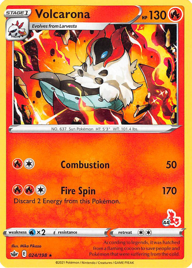 Volcarona (24/198) (Cinderace Stamp #44) [Battle Academy 2022] | Good Games Adelaide SA