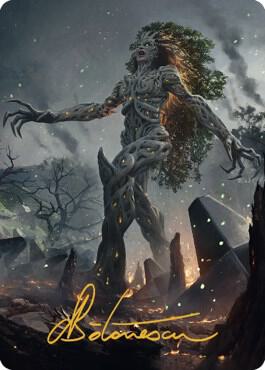 Titania Gaea Incarnate Art Card Gold Stamped Signature 27 (Art Series: The Brothers' War)  | Good Games Adelaide SA