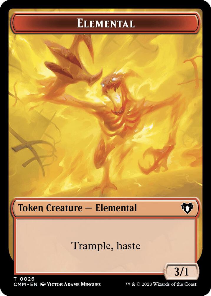 Elemental 0026 Elephant Double Sided Token 26 // 31 (Commander Masters)  - Foil | Good Games Adelaide SA