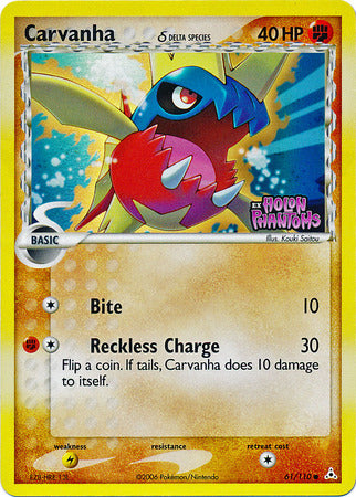 Carvanha (61/110) (Delta Species) (Stamped) [EX: Holon Phantoms] | Good Games Adelaide SA