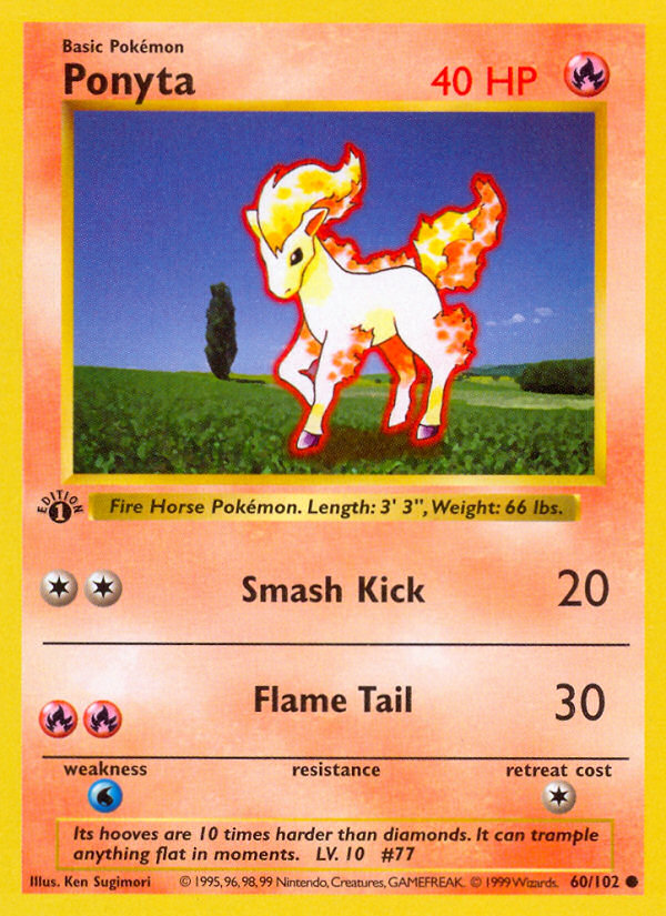 Ponyta (60/102) (Shadowless) [Base Set 1st Edition] | Good Games Adelaide SA