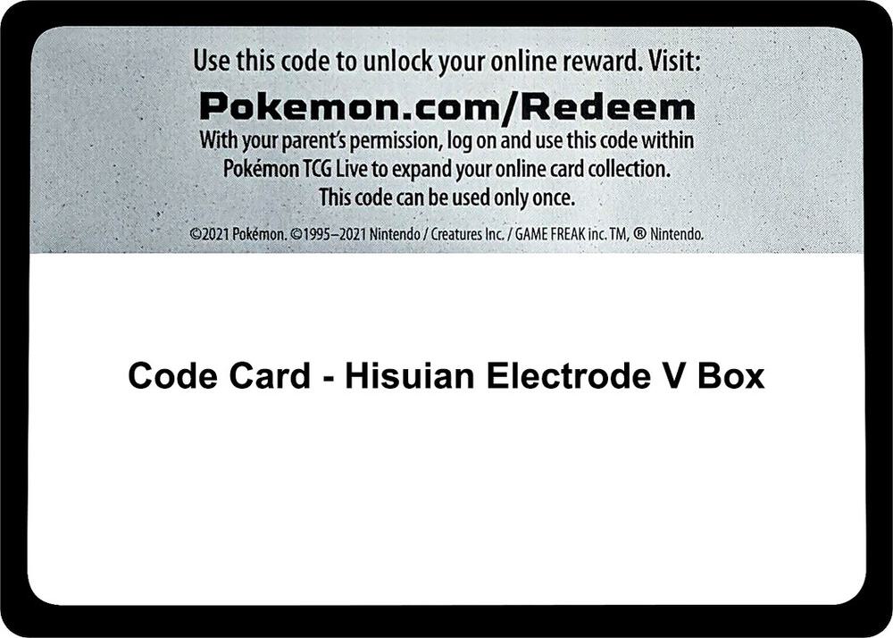 Code Card Hisuian Electrode V Box  (Miscellaneous Cards & Products)  | Good Games Adelaide SA