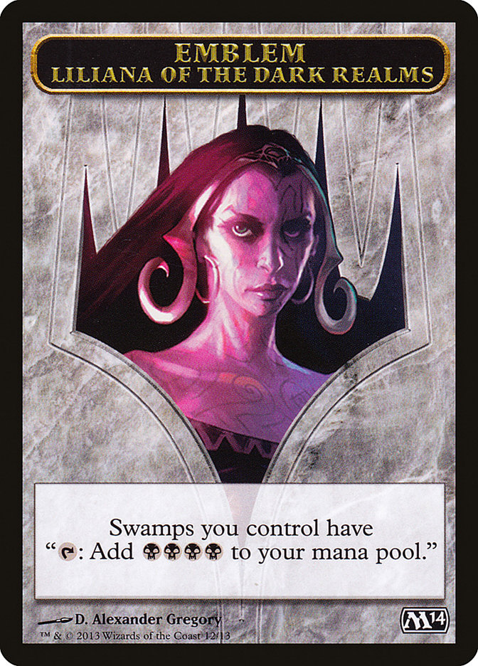 Emblem - Liliana of the Dark Realms [Magic 2014 Tokens] | Good Games Adelaide SA