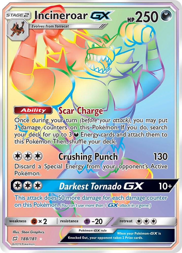 Incineroar GX Secret 188/181 (SM - Team Up)  - Holofoil | Good Games Adelaide SA