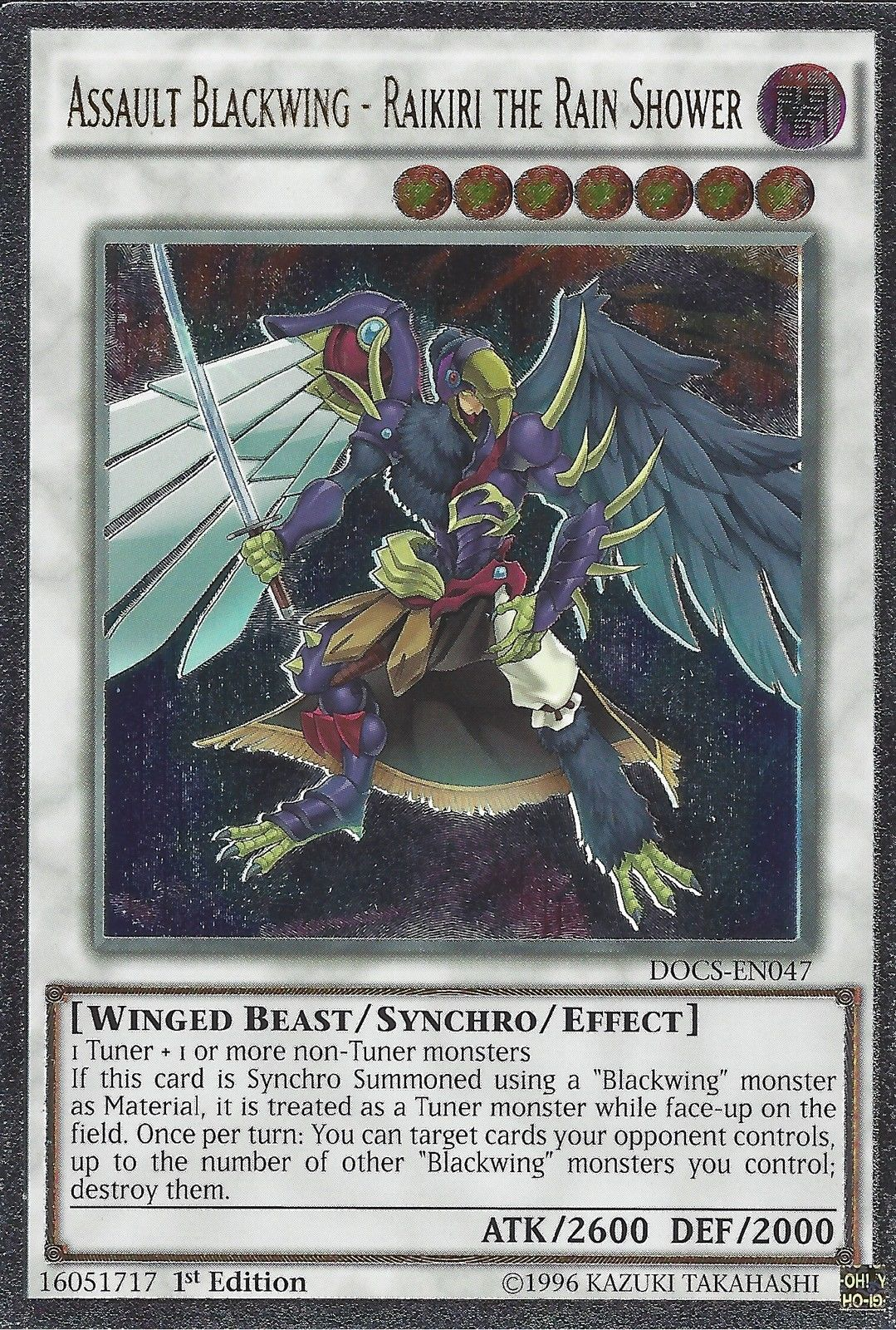 Assault Blackwing - Raikiri the Rain Shower (UTR) [DOCS-EN047] Ultimate Rare | Good Games Adelaide SA
