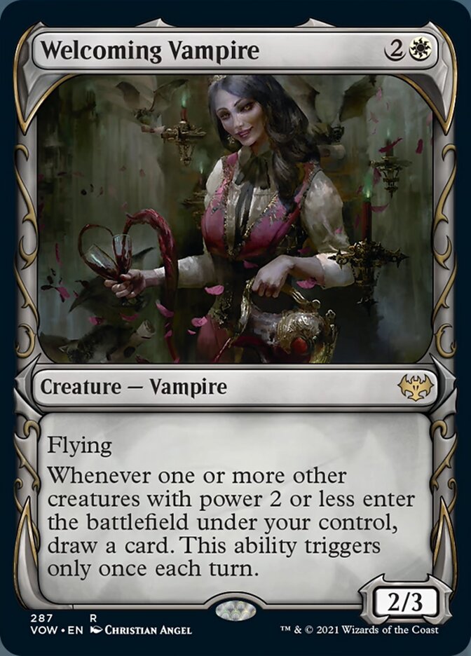 Welcoming Vampire (Showcase Fang Frame) [Innistrad: Crimson Vow] | Good Games Adelaide SA