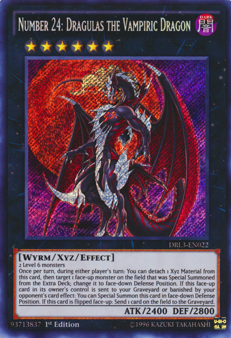 Number 24: Dragulas the Vampiric Dragon [DRL3-EN022] Secret Rare | Good Games Adelaide SA