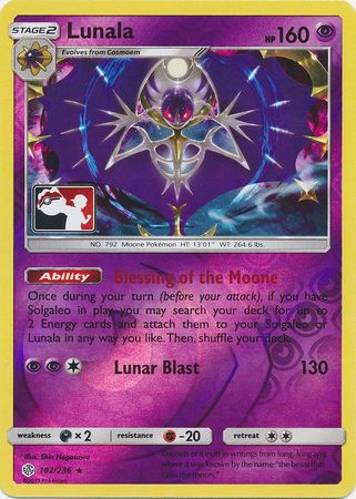 Lunala (102/236) (Pokemon Club Special Print) [Sun & Moon: Cosmic Eclipse] | Good Games Adelaide SA