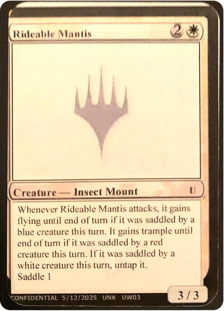 Rideable Mantis  (Un-Known Event Playtest Cards)  | Good Games Adelaide SA