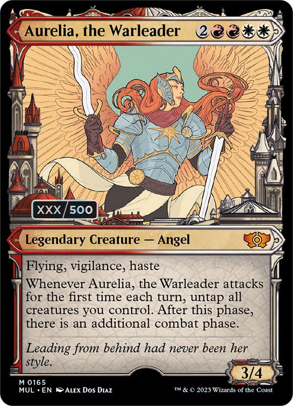 Aurelia, the Warleader Serialized 165 (March of the Machine: Multiverse Legends)  - Double Rainbow Foil | Good Games Adelaide SA