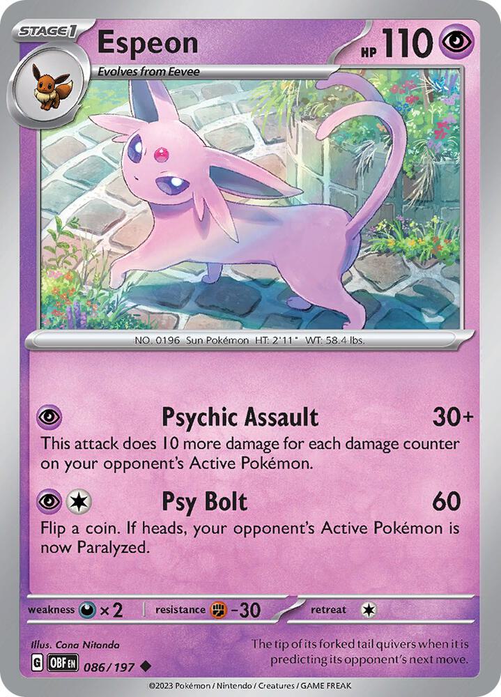 Espeon 086/197 (SV03: Obsidian Flames)  | Good Games Adelaide SA
