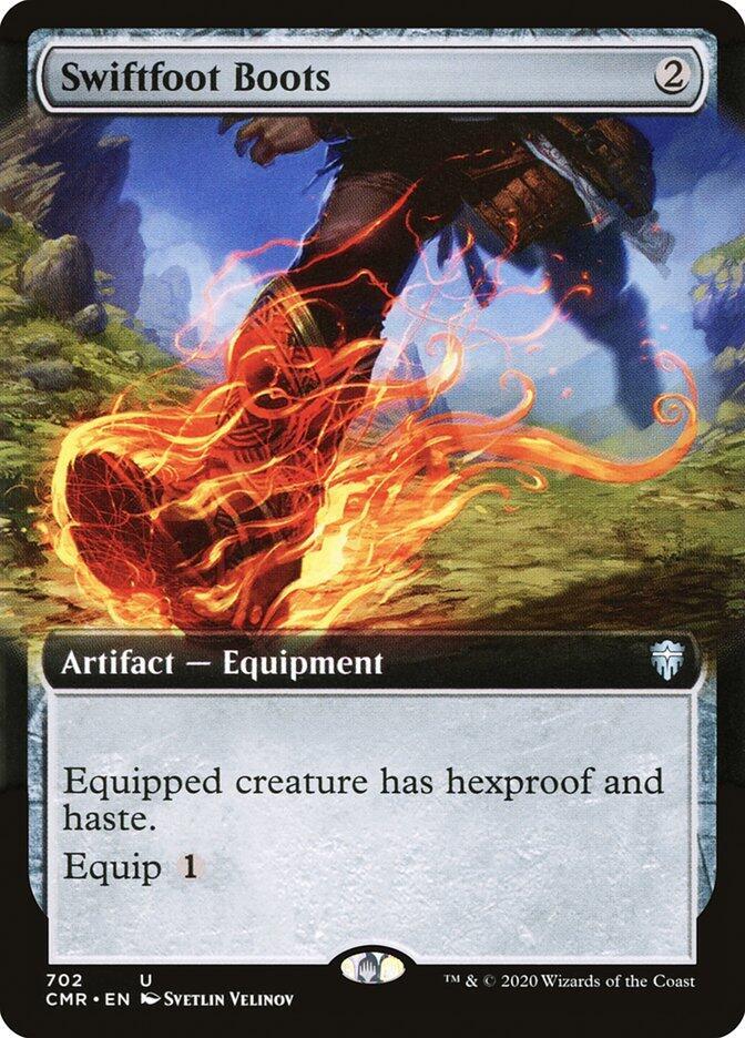 Swiftfoot Boots Extended Art 702 (Commander Legends)  - Extended Art Foil | Good Games Adelaide SA