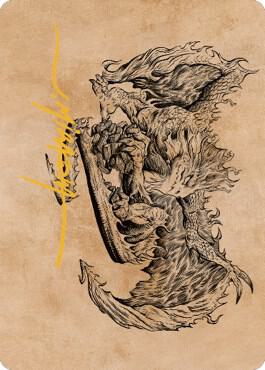 Miirym Sentinel Wyrm Art Card Gold Stamped Signature 71 (Art Series: Commander Legends: Battle for Baldur's Gate)  | Good Games Adelaide SA