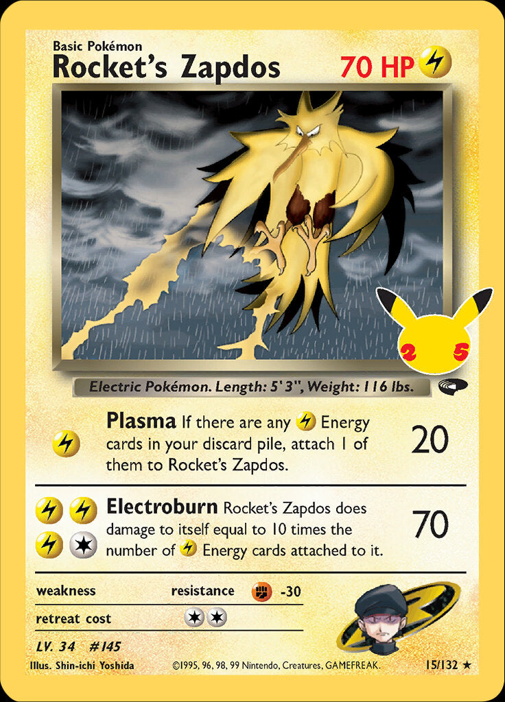 Rocket's Zapdos (15/132) [Celebrations: 25th Anniversary - Classic Collection] | Good Games Adelaide SA