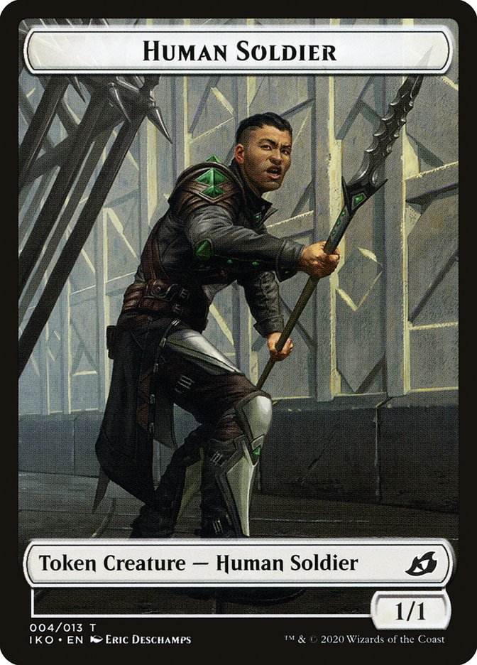 Dinosaur // Human Soldier (004) Double-sided Token [Ikoria: Lair of Behemoths Tokens] | Good Games Adelaide SA