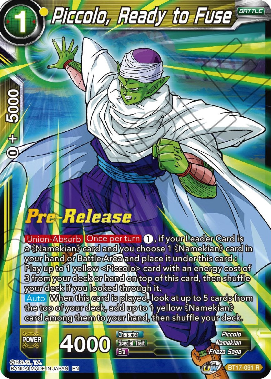 Piccolo, Ready to Fuse (BT17-091) [Ultimate Squad Prerelease Promos] | Good Games Adelaide SA