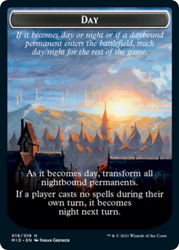 Day Night Double Sided Token 19 (Innistrad: Midnight Hunt)  | Good Games Adelaide SA