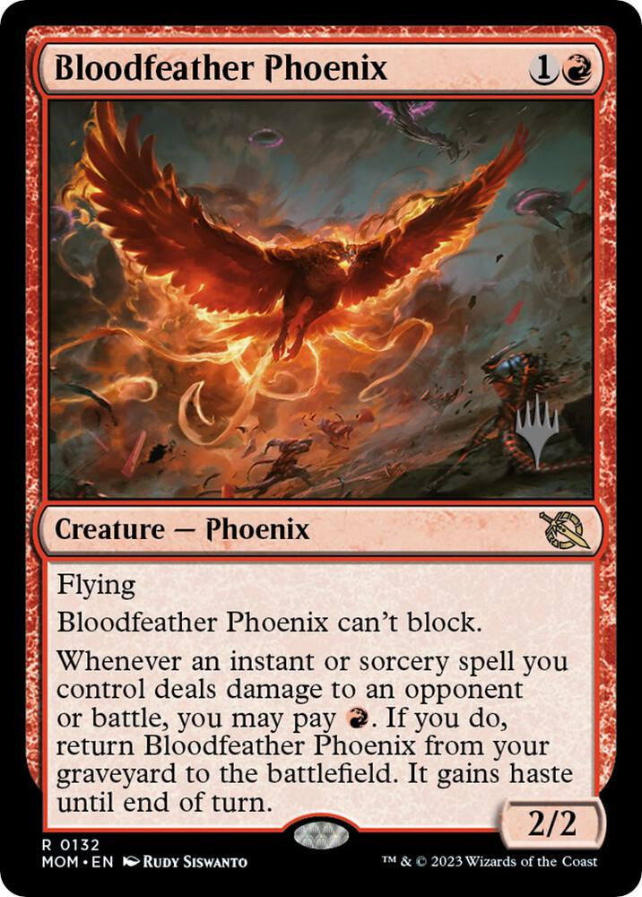 Bloodfeather Phoenix 132 (Promo Pack: March of the Machine)  - Foil | Good Games Adelaide SA