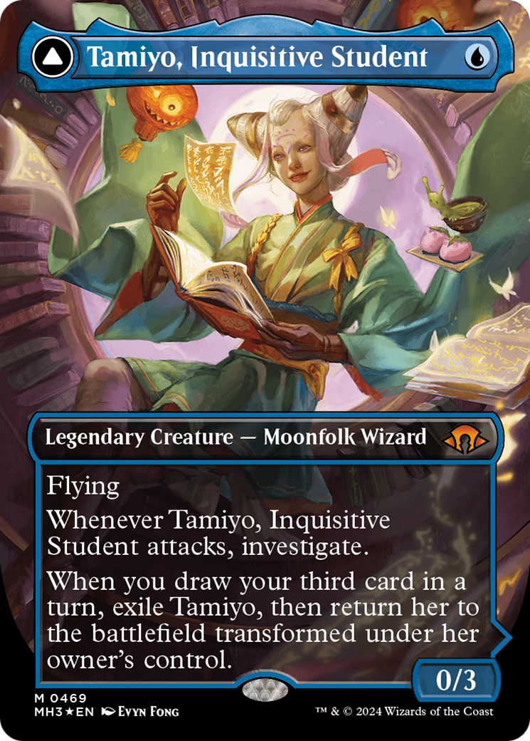 Tamiyo, Inquisitive Student // Tamiyo, Seasoned Scholar (Borderless) (Textured Foil) [Modern Horizons 3] | Good Games Adelaide SA