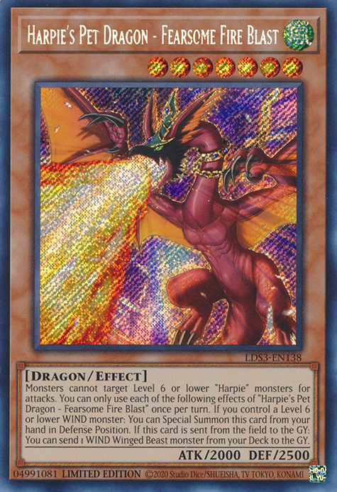 Harpie's Pet Dragon - Fearsome Fire Blast [LDS3-EN138] Secret Rare | Good Games Adelaide SA