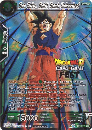 Son Goku, Spirit Bomb Unleashed (Card Game Fest 2022) (BT14-071) [Tournament Promotion Cards] | Good Games Adelaide SA