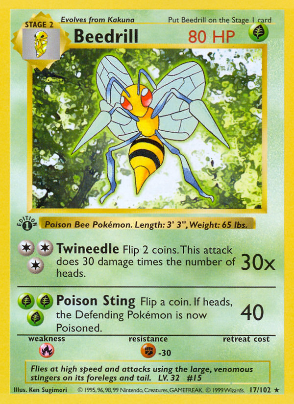 Beedrill (17/102) (Shadowless) [Base Set 1st Edition] | Good Games Adelaide SA