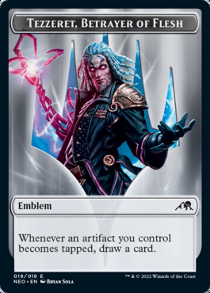 Spirit (002) // Tezzeret, Betrayer of Flesh Emblem Double-sided Token [Kamigawa: Neon Dynasty Tokens] | Good Games Adelaide SA