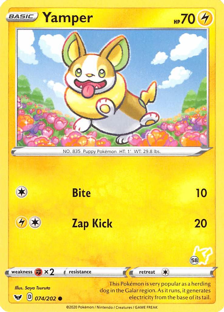 Yamper (074/202) (Pikachu Stamp #58) [Battle Academy 2022] | Good Games Adelaide SA