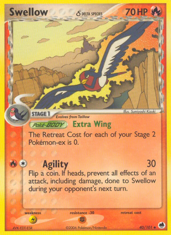 Swellow (40/101) (Delta Species) [EX: Dragon Frontiers] | Good Games Adelaide SA