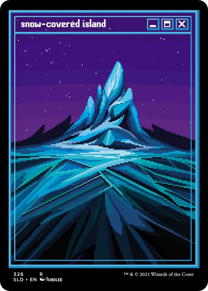 Snow Covered Island PixelSnowLandsjpg 326 (Secret Lair Drop Series)  - Foil | Good Games Adelaide SA