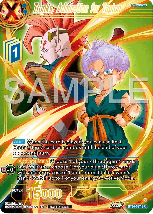 Trunks, Admiration for Tapion (Championship 2024 Finals Zenkai Pack) (Gold Stamped) (BT24-027) [Tournament Promotion Cards] | Good Games Adelaide SA