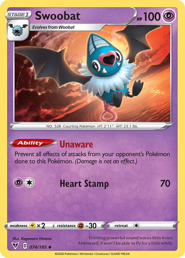 Swoobat (074/185) [Sword & Shield: Vivid Voltage] | Good Games Adelaide SA