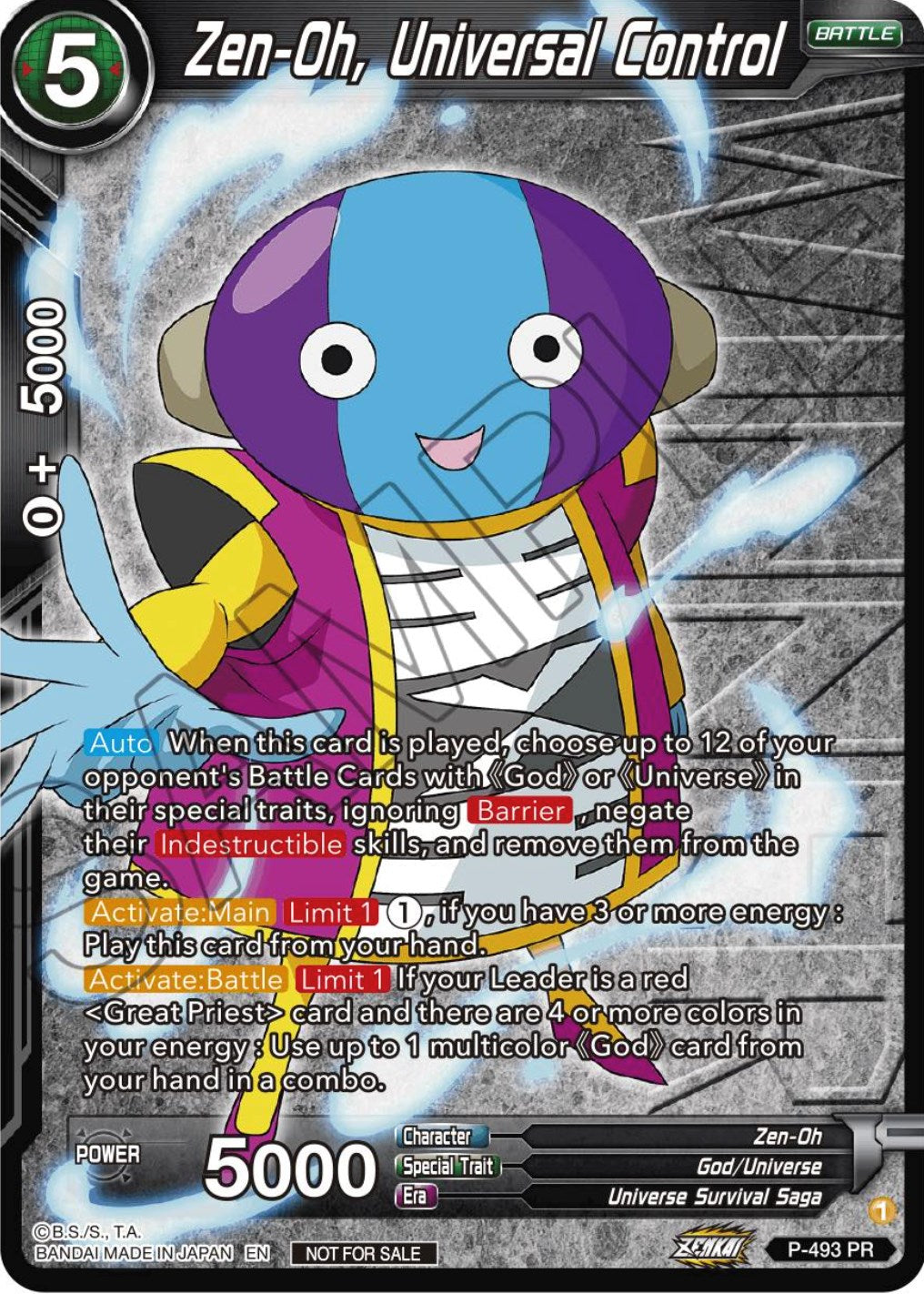Zen-Oh, Universal Control (Zenkai Series Tournament Pack Vol.3 Winner) (P-493) [Tournament Promotion Cards] | Good Games Adelaide SA