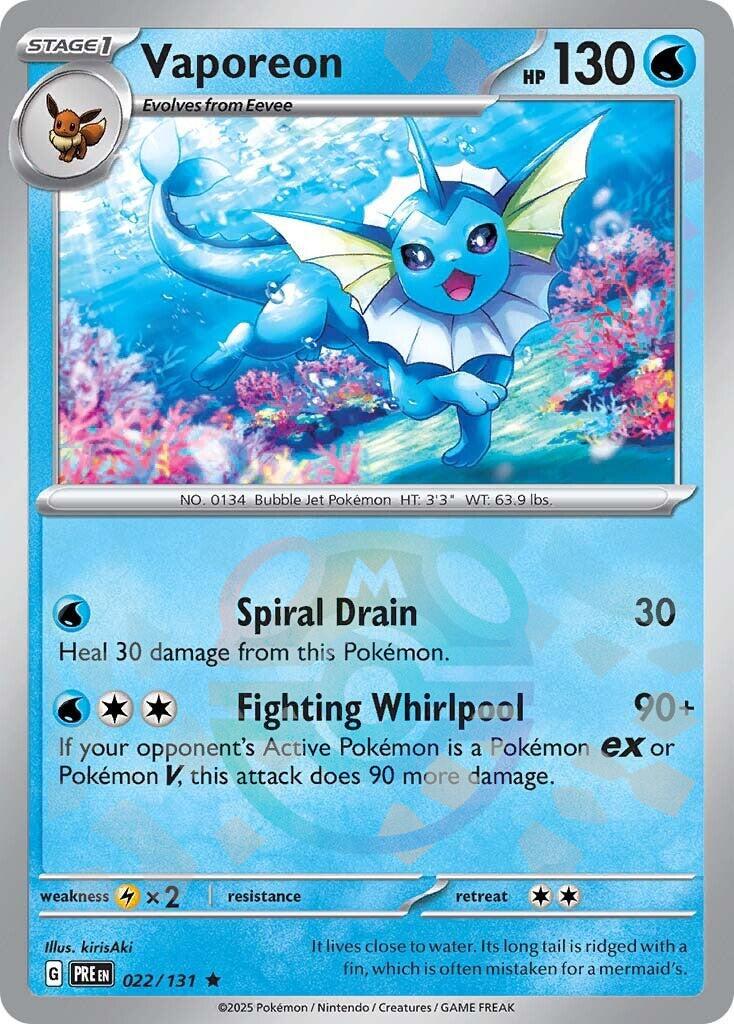 Vaporeon (022/131) (Master Ball Pattern) [Scarlet & Violet: Prismatic Evolutions] | Good Games Adelaide SA