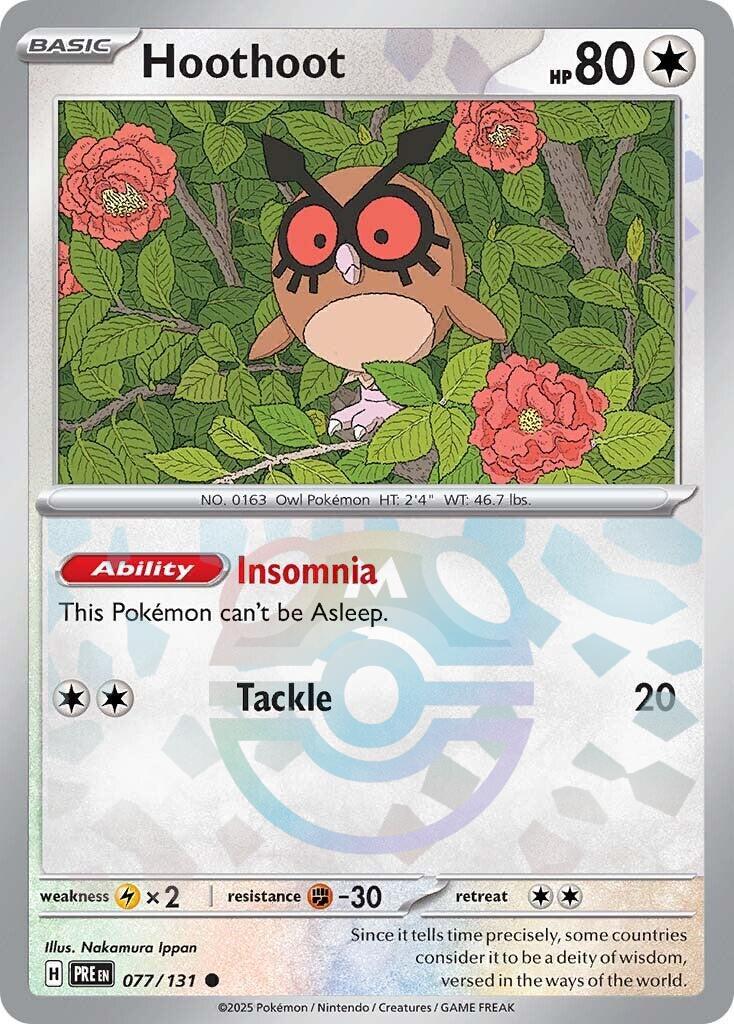 Hoothoot (077/131) (Master Ball Pattern) [Scarlet & Violet: Prismatic Evolutions] | Good Games Adelaide SA