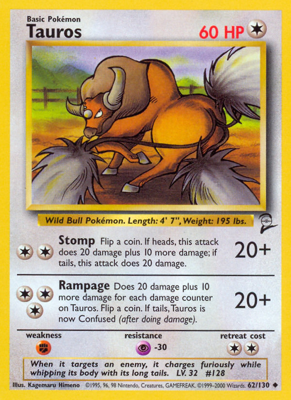 Tauros (62/130) [Base Set 2] | Good Games Adelaide SA