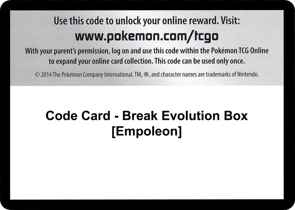 Code Card Break Evolution Box Empoleon  (XY - BREAKthrough)  | Good Games Adelaide SA