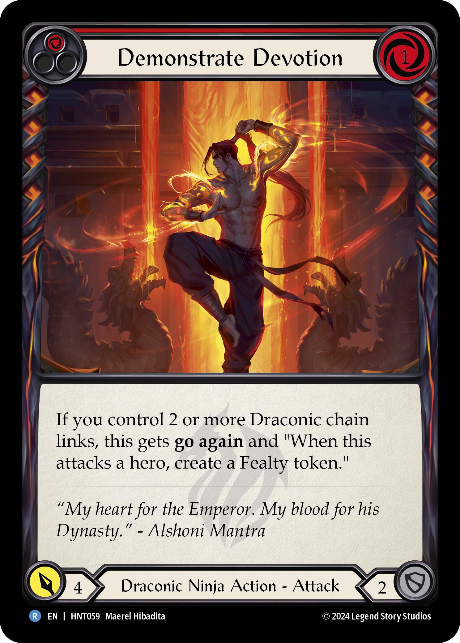 Demonstrate Devotion (Red) [HNT059] (The Hunted)  Rainbow Foil | Good Games Adelaide SA