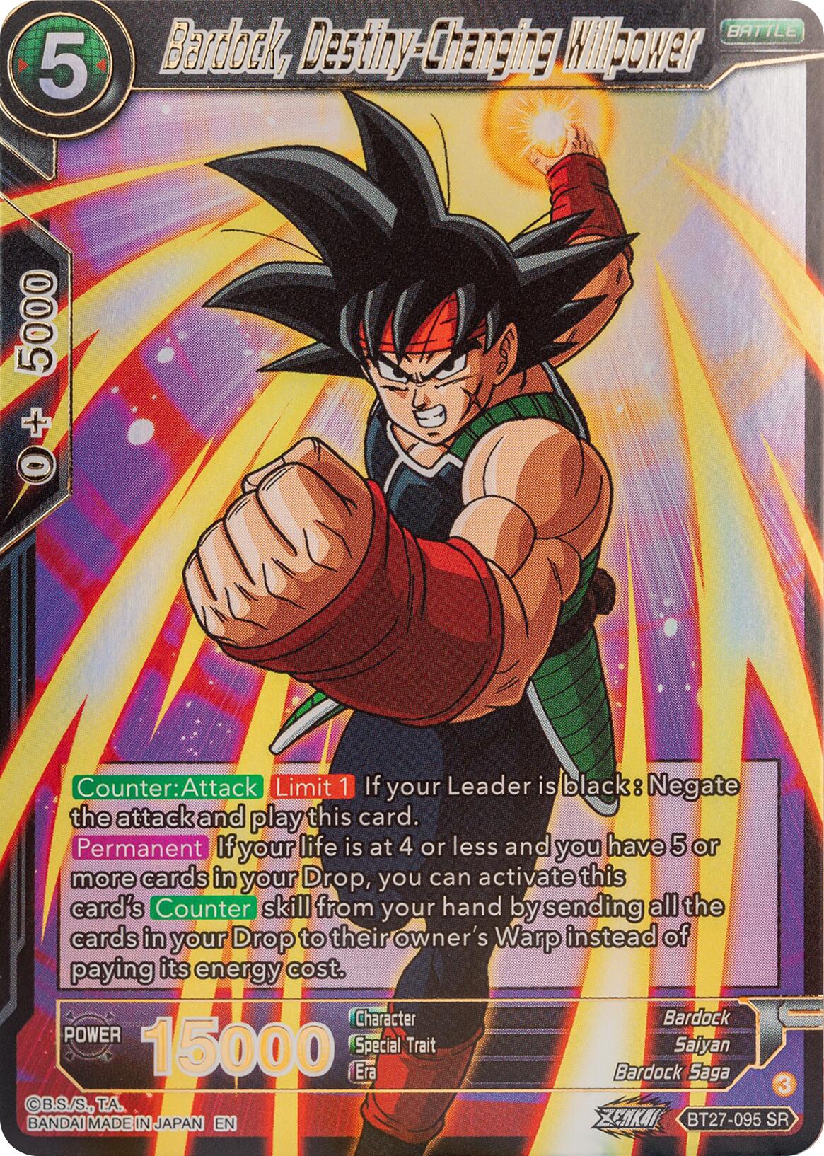 Bardock, Destiny-Changing Willpower (BT27-095) [History of Z] | Good Games Adelaide SA