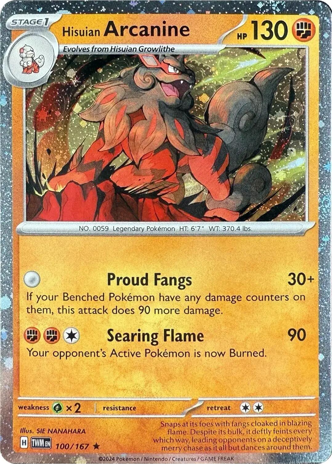 Hisuian Arcanine (100/167) (Cosmos Holo) [Scarlet & Violet: Twilight Masquerade] | Good Games Adelaide SA