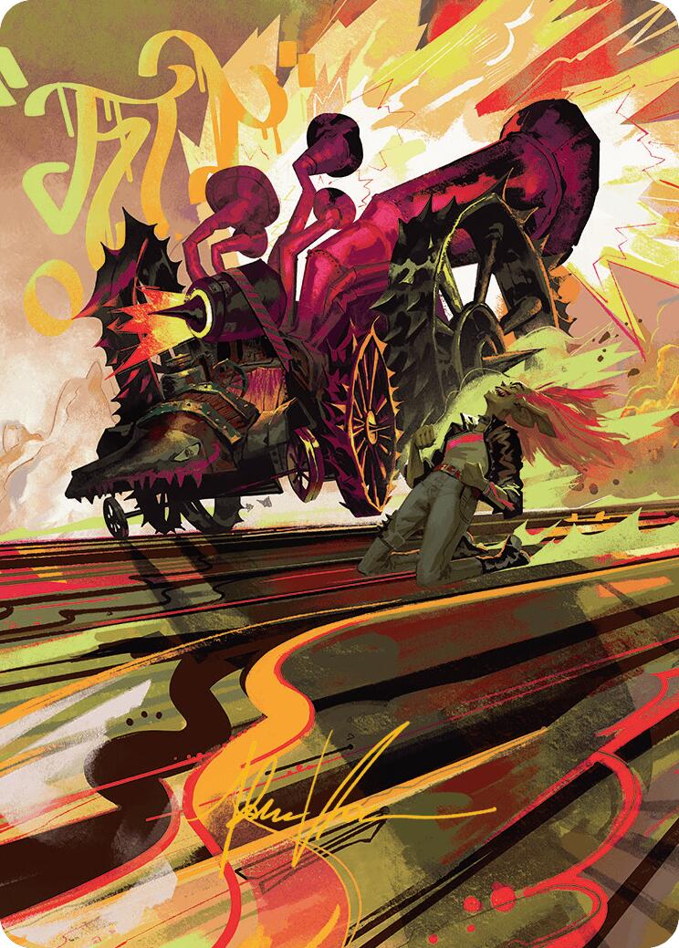 Rocketeer Boostbuggy Art Card (Gold-Stamped Signature) [Aetherdrift Art Series] | Good Games Adelaide SA