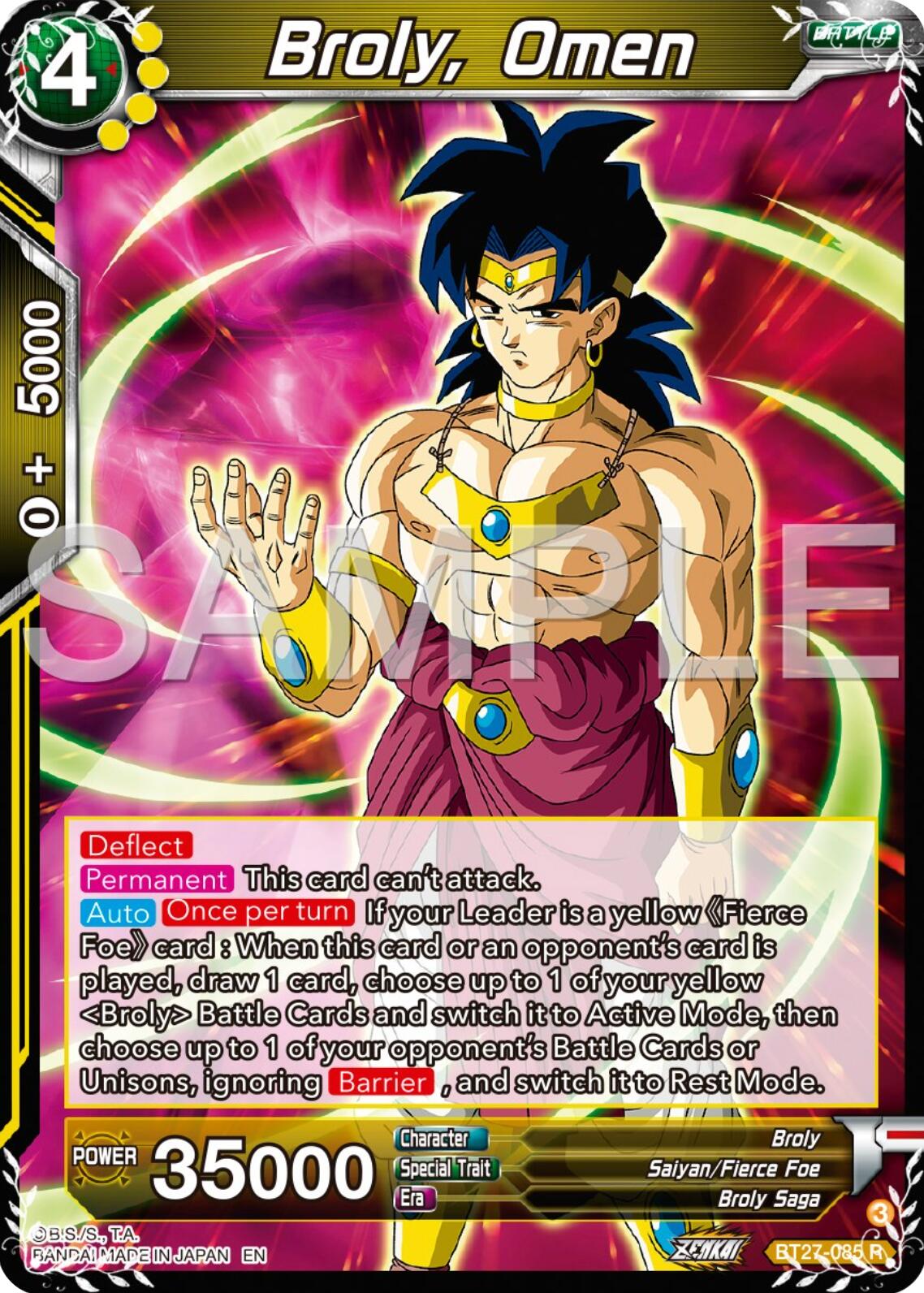 Broly, Omen (BT27-085) [History of Z] | Good Games Adelaide SA
