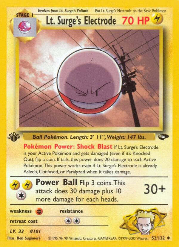 Lt. Surge's Electrode 052/132 (Gym Challenge)  - 1st Edition | Good Games Adelaide SA